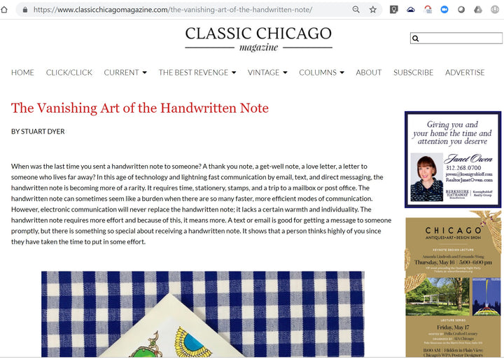 Classic Chicago Features Ladybug Vintage - The Vanishing Art of the Handwritten Note