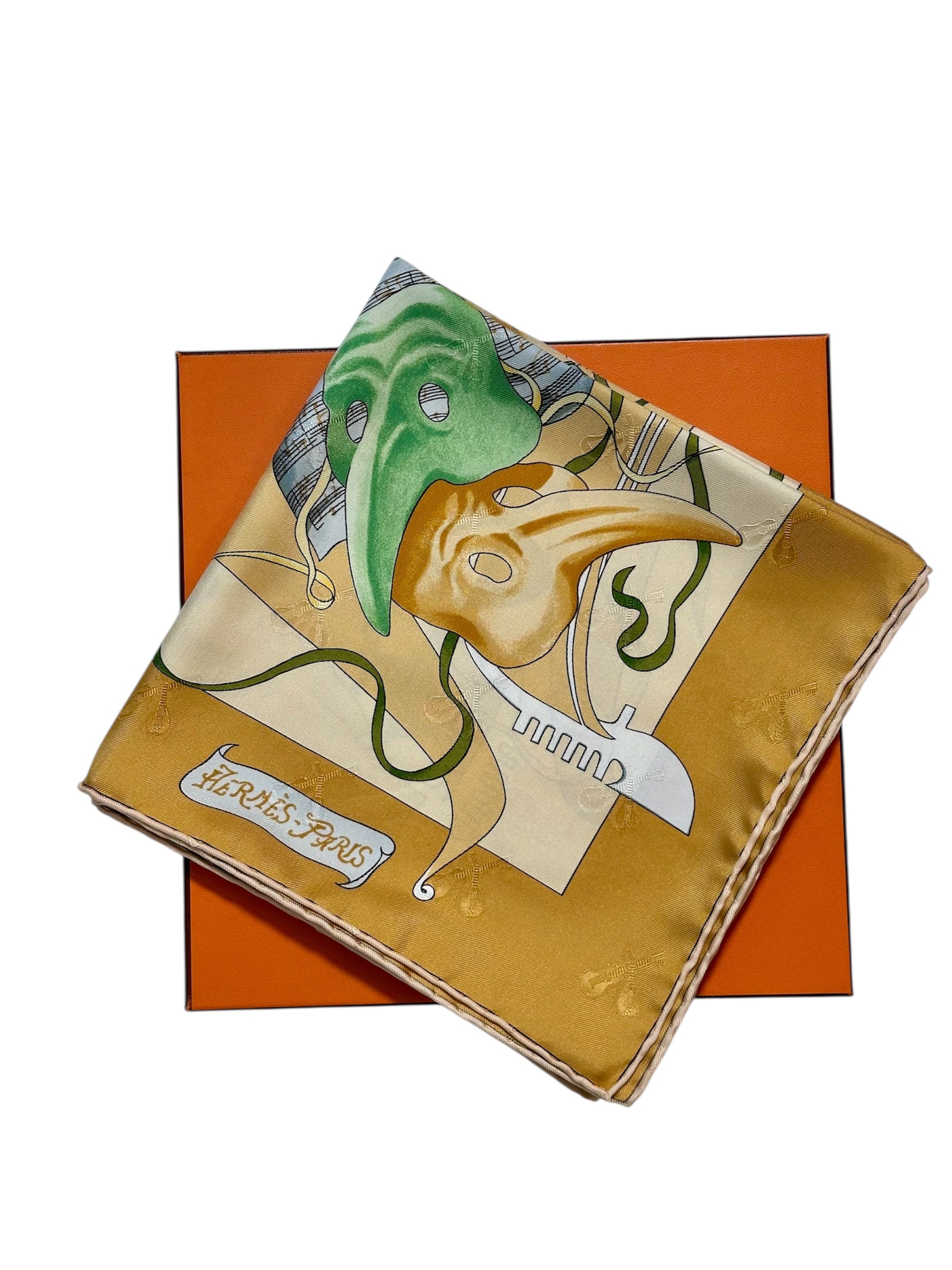 Hermès 1994 Le Carnaval de Venise Silk Jacquard Scarf Original Box