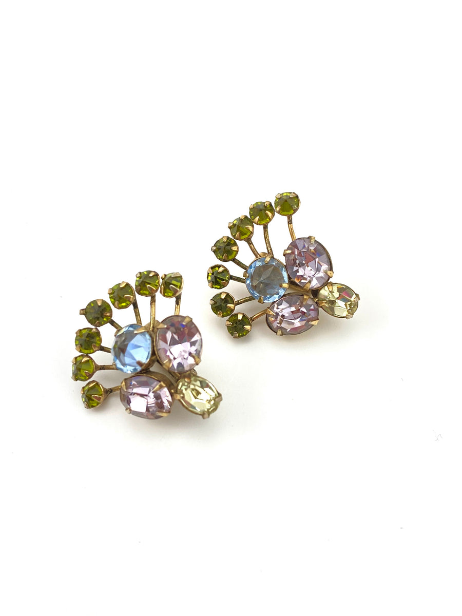 Schreiner Pastel Colored 1950s Earrings