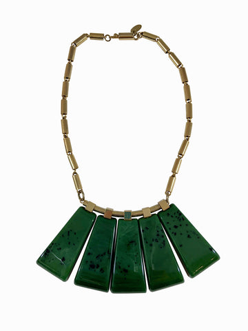 1970s Lanvin Green Malachite Lucite Necklace