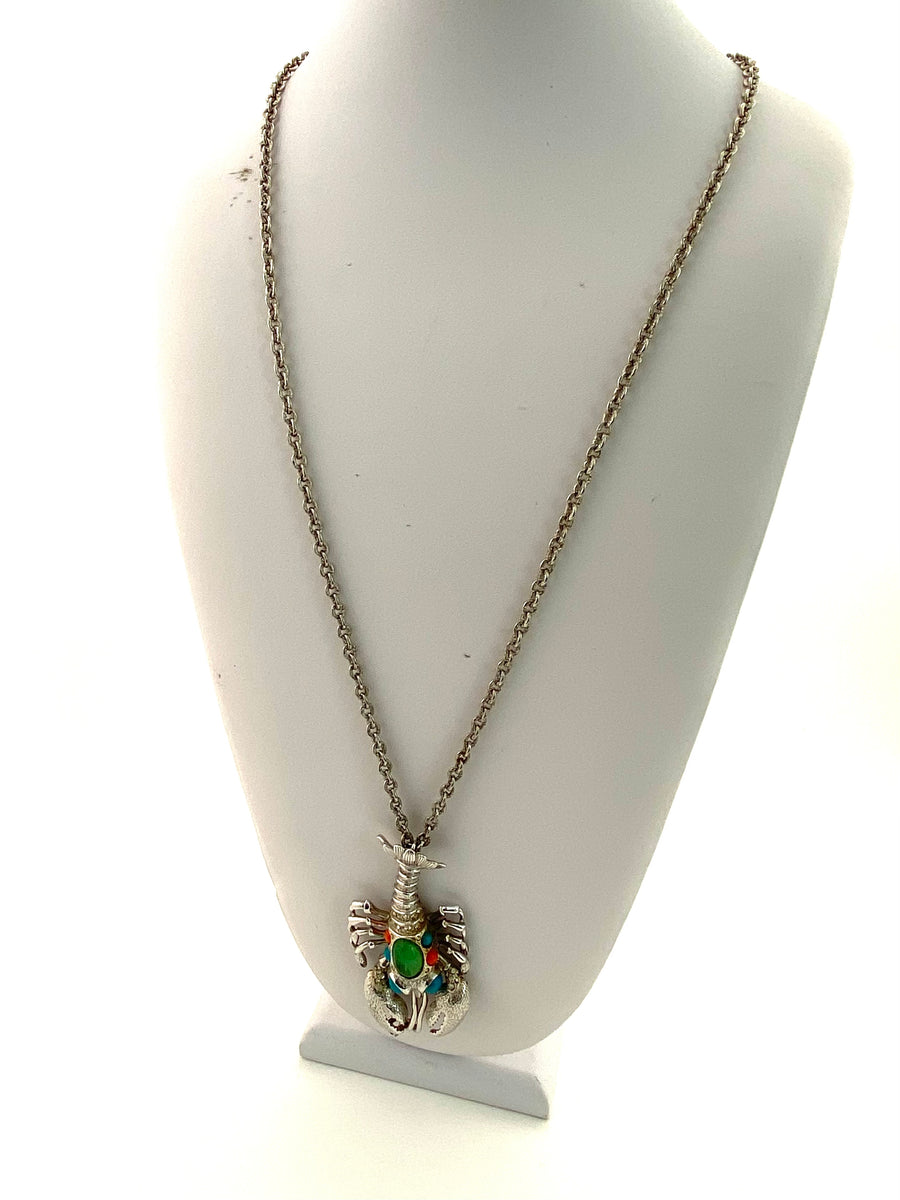 1970s Castlecliff Lobster Pendant Necklace