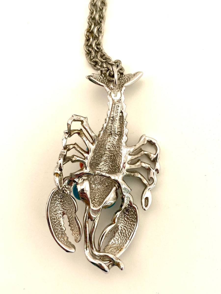 1970s Castlecliff Lobster Pendant Necklace