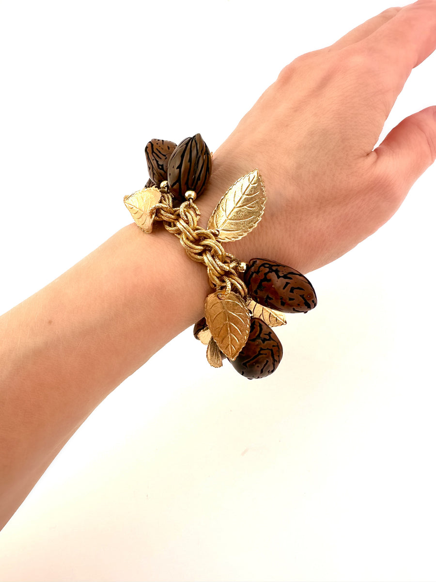 1950s Napier Leaf and Nut Charm Bracelet