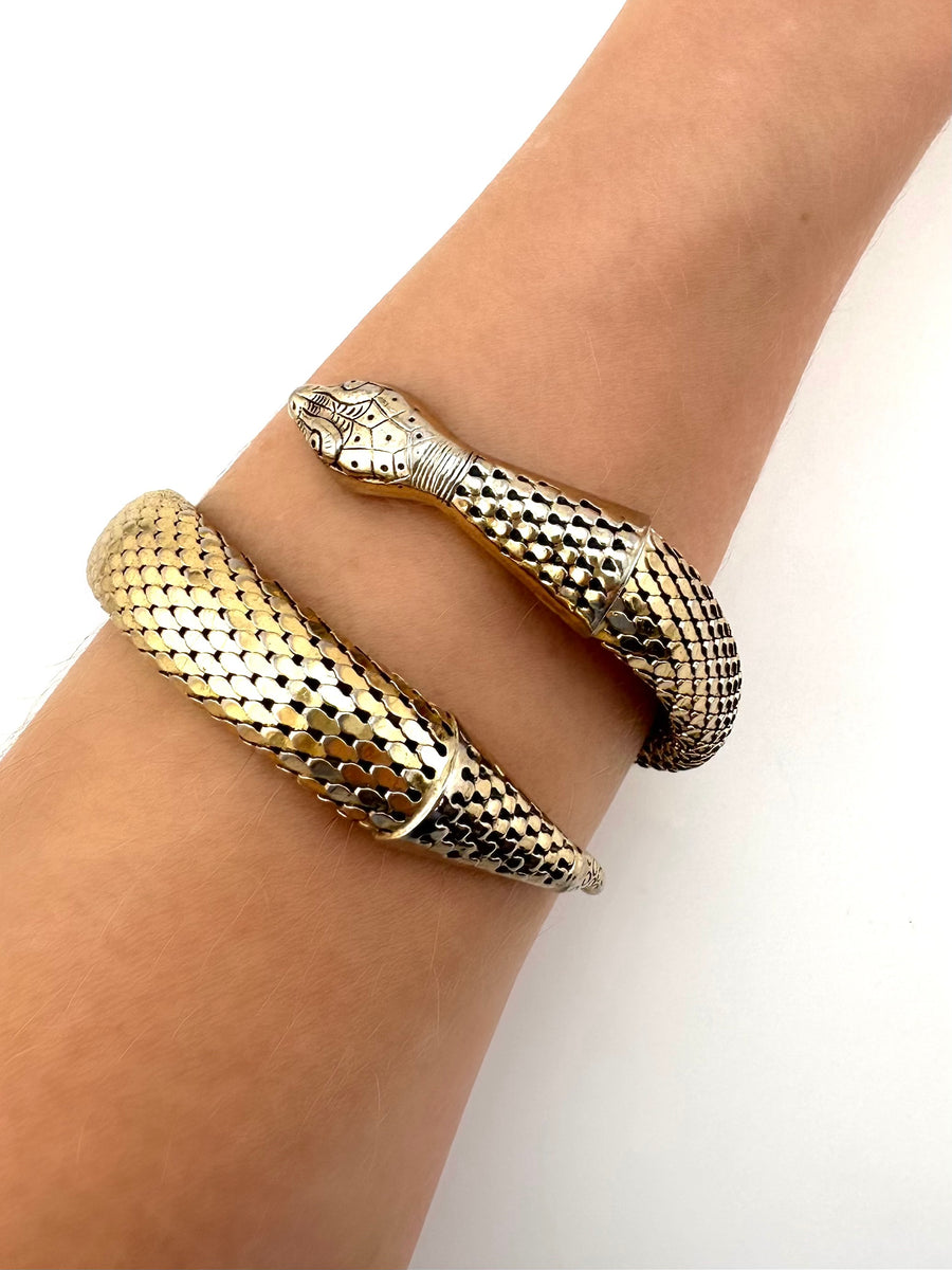 1960s Whiting & Davis Goldtone Coiled Snake Bracelet