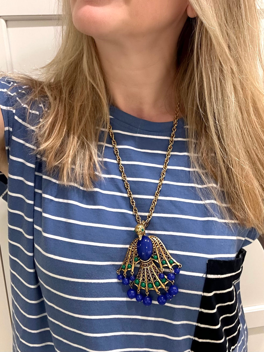 1960s Articulated Bird Pendant Necklace