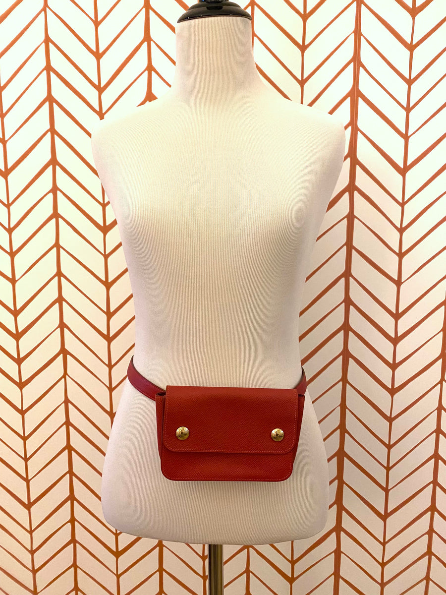 1990s Hermés Red Leather Belt Bag