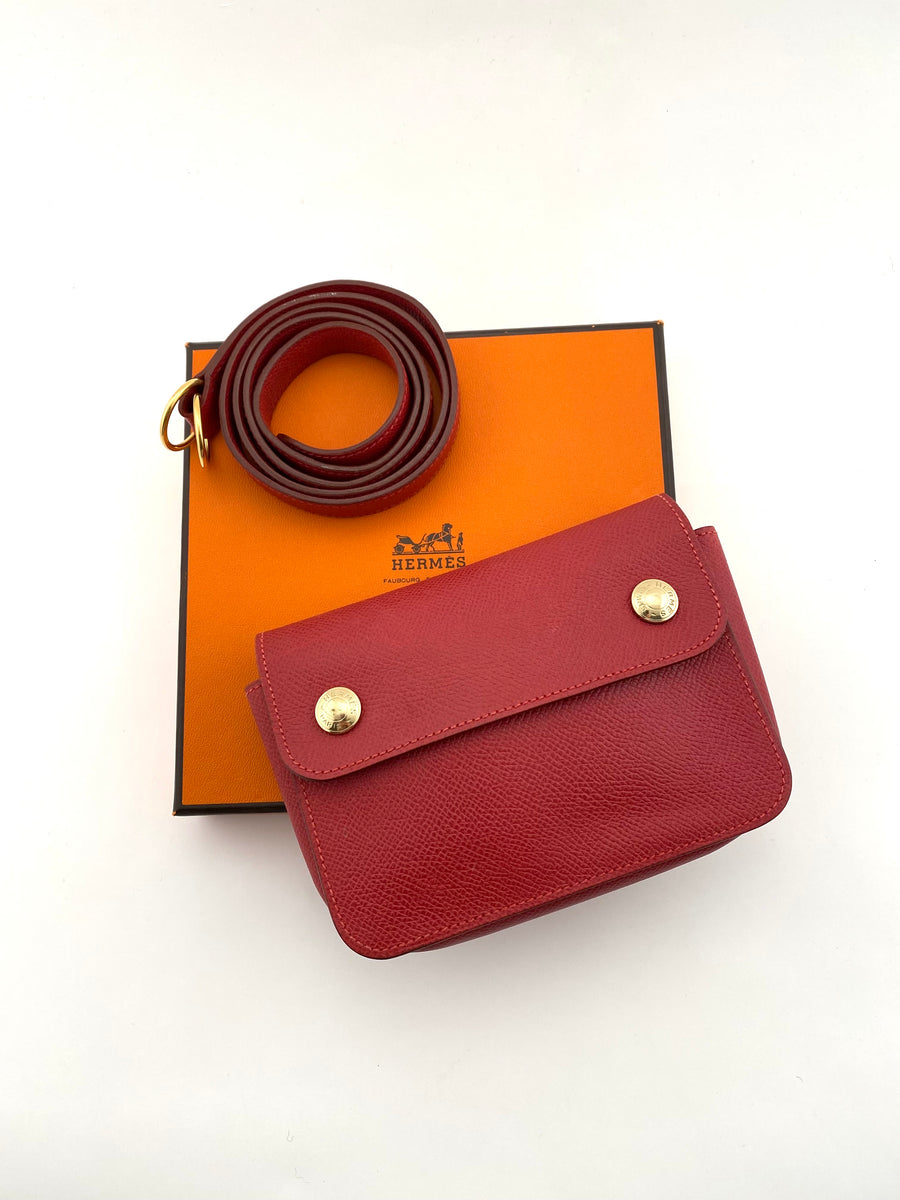 1990s Hermés Red Leather Belt Bag