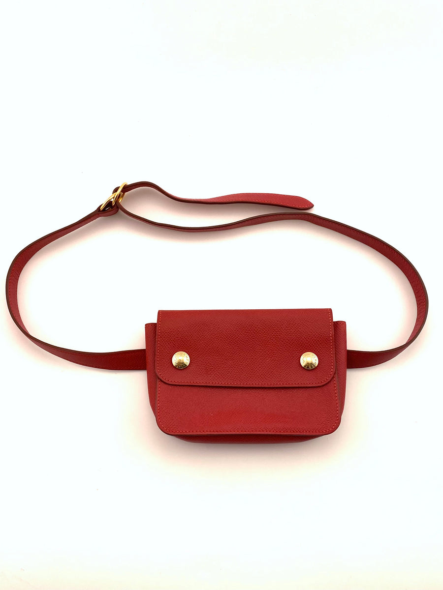 1990s Hermés Red Leather Belt Bag