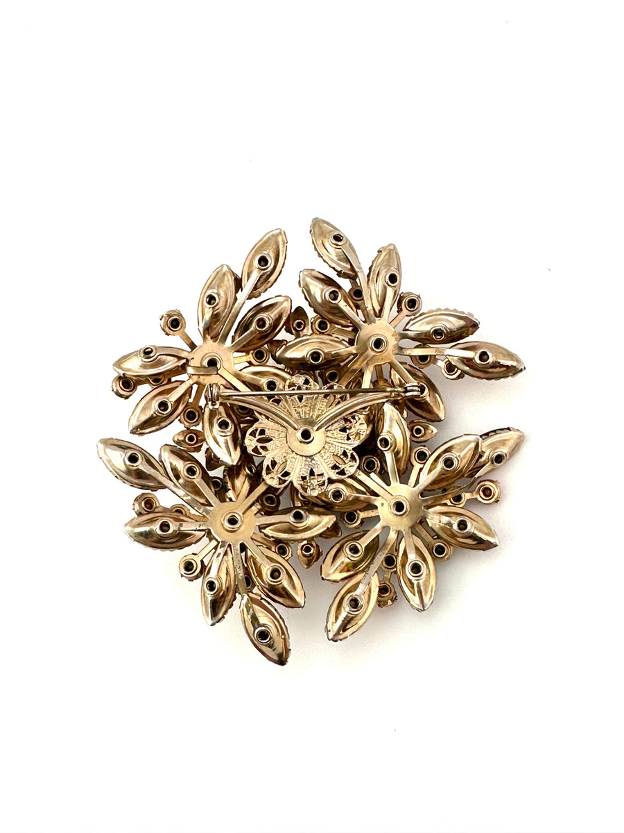 Large Vintage 1950s Colorful Rhinestone Brooch