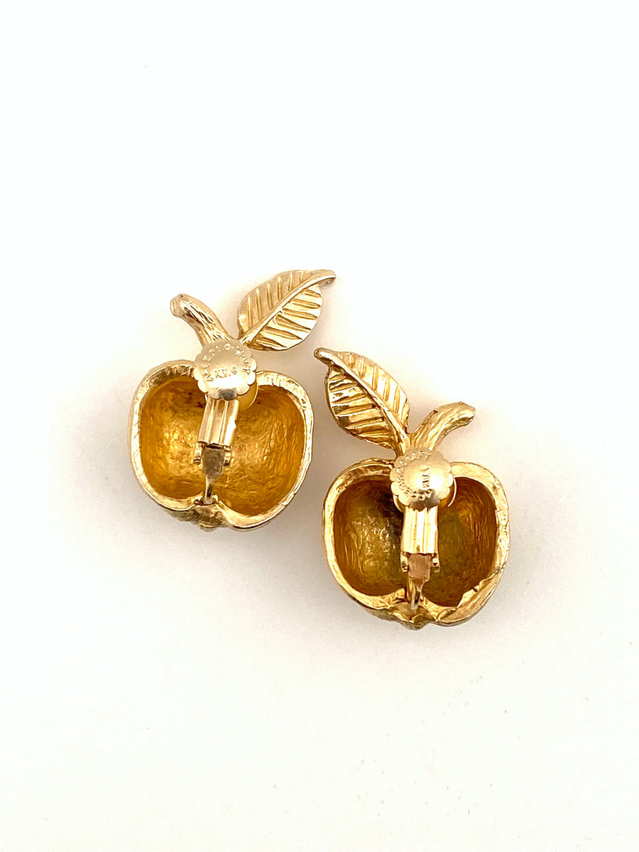 Vintage Goldtone Apple Earrings