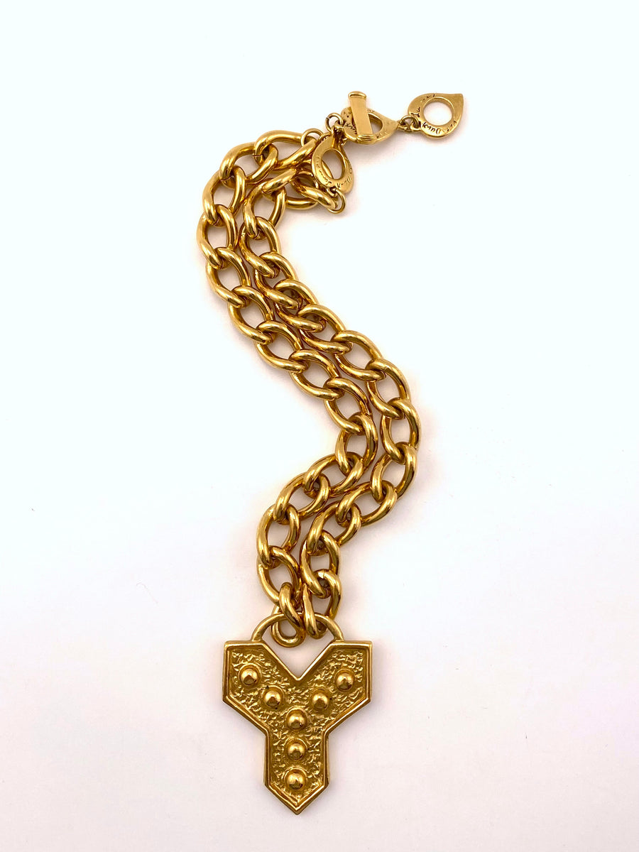 Vintage 1990s Yves Saint Laurent Signature 'Y' Pendant Necklace