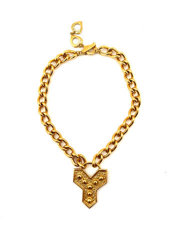 Vintage 1990s Yves Saint Laurent Signature 'Y' Pendant Necklace