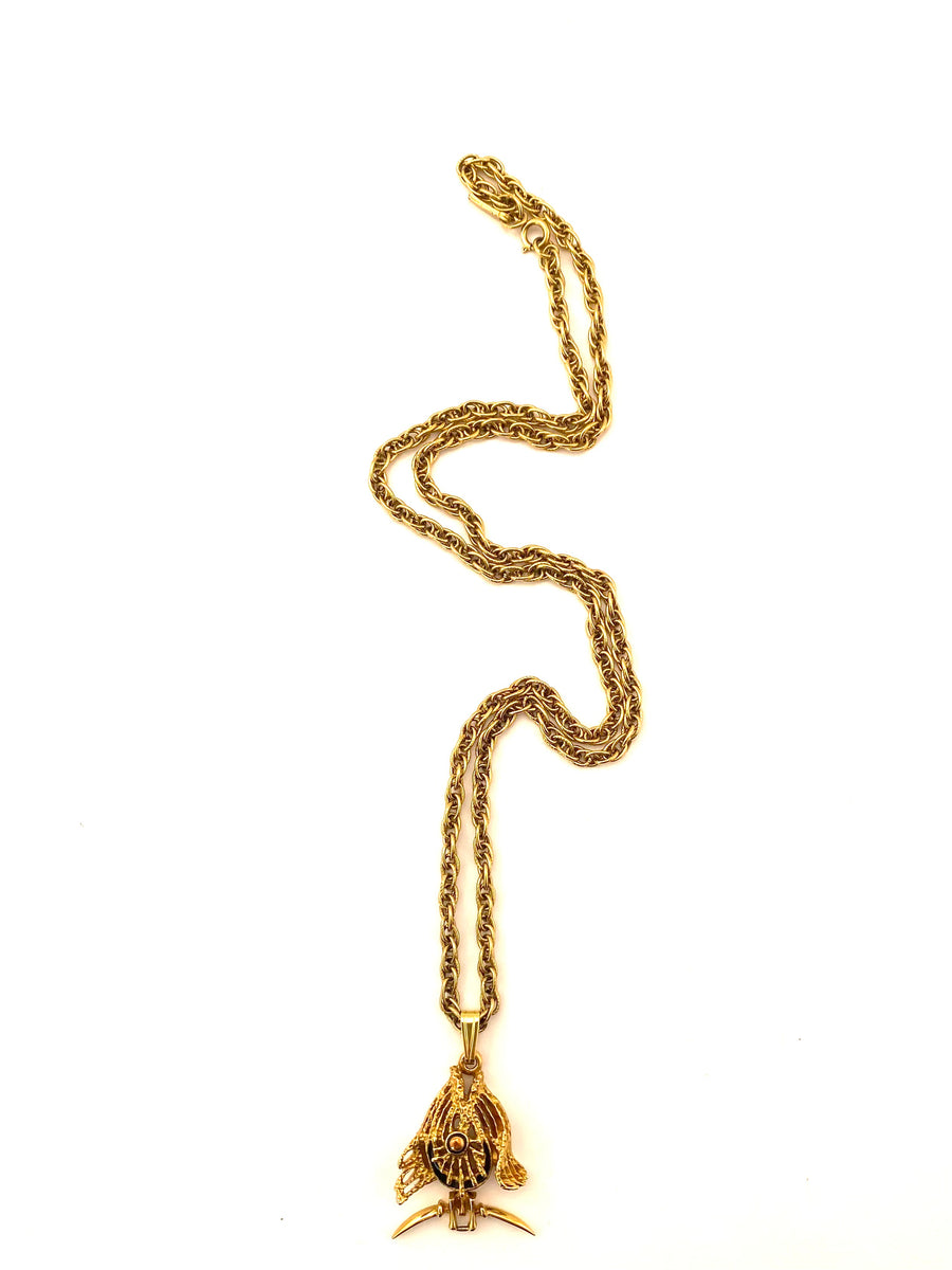 Vintage 1970s Tropical Fish Pendant Necklace