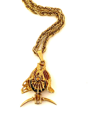 Vintage 1970s Tropical Fish Pendant Necklace
