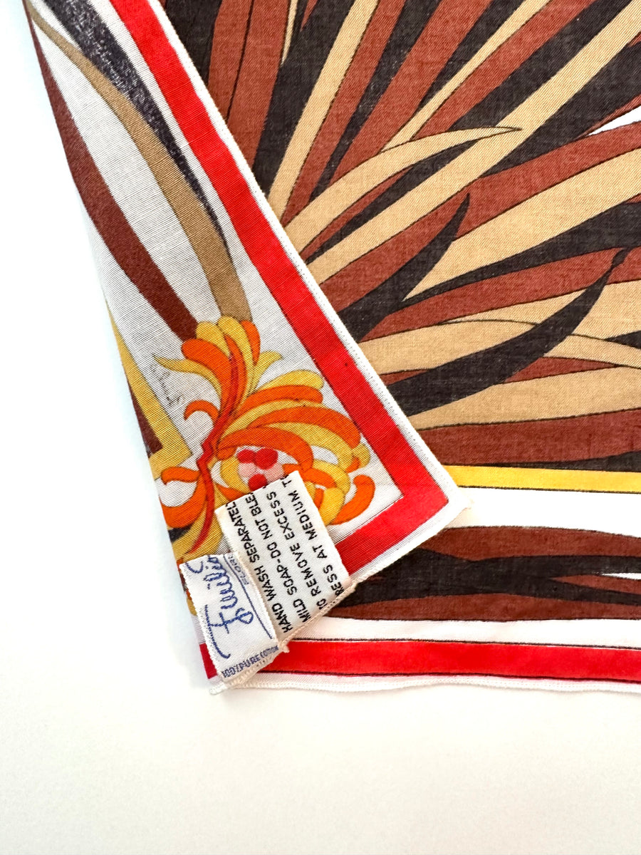 1970s Cotton Emilio Pucci Flower Printed Scarf