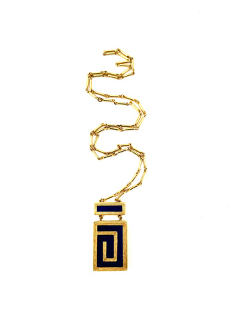 Vintage 1970s Estee Lauder Geometric Compact Pendant Necklace