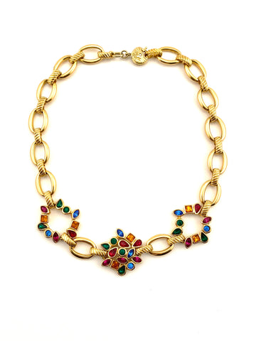 Vintage Yves Saint Laurent YSL Necklace with Multi-Colored Stones 1990s