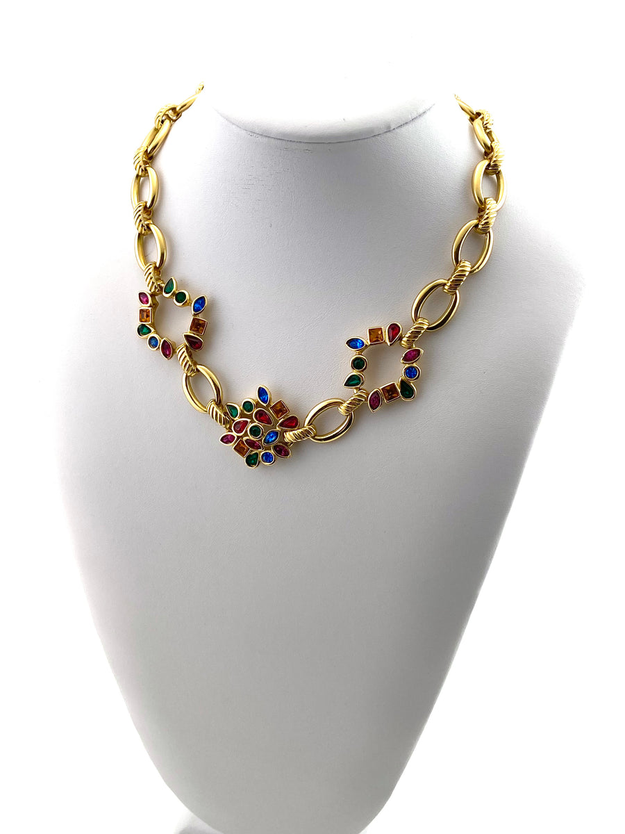 Vintage Yves Saint Laurent YSL Necklace with Multi-Colored Stones