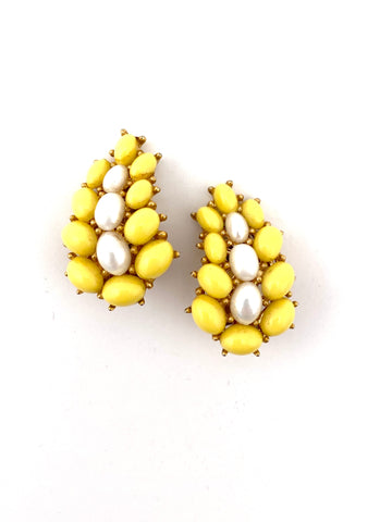 1950s Yellow and White Earrings