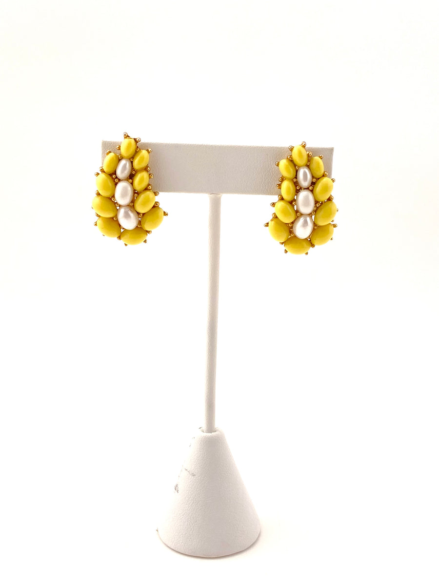1950s Yellow and White Earrings