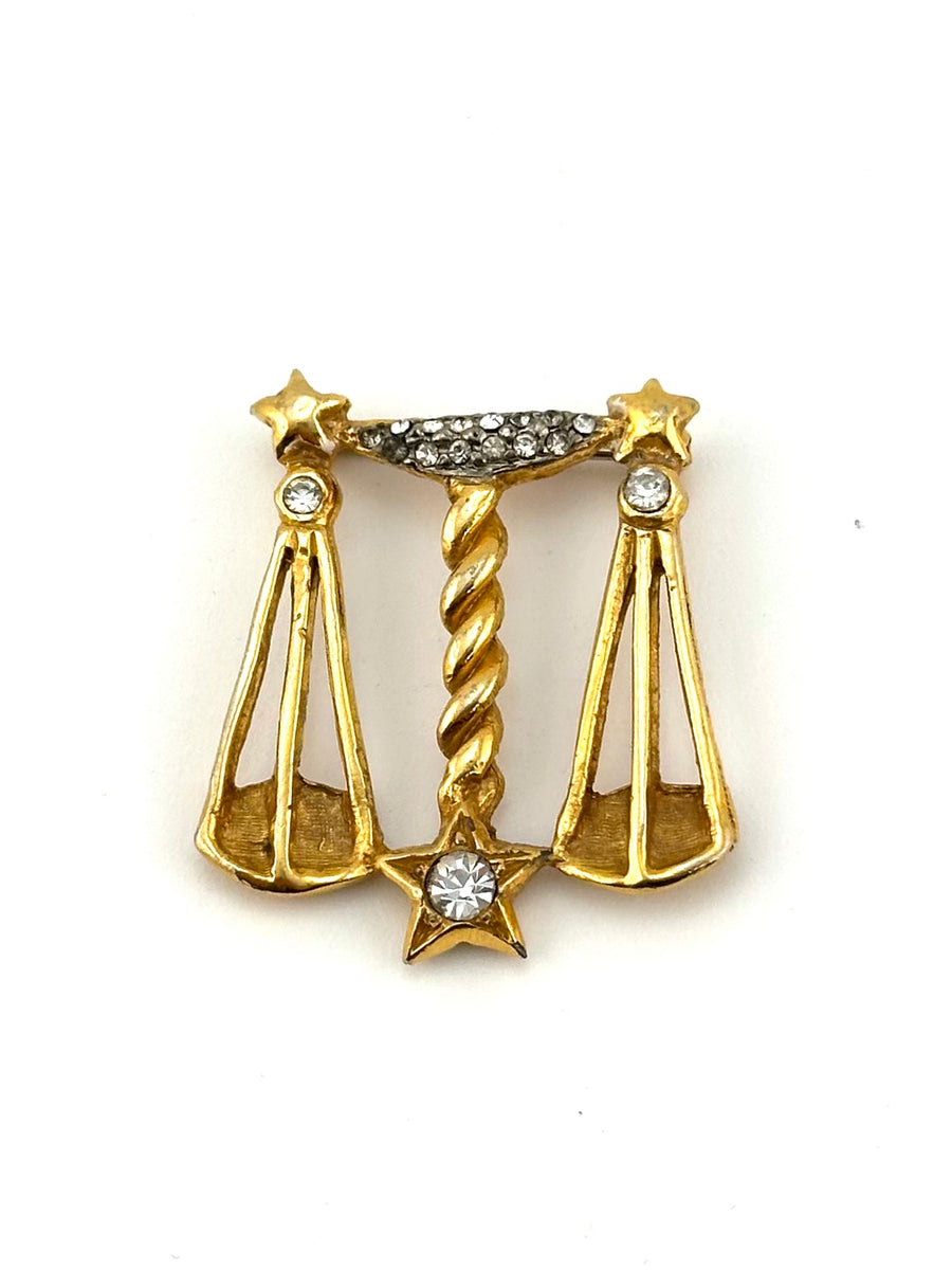 Vintage 1960s Kenneth Jay Lane Libra Scales Brooch Zodiac