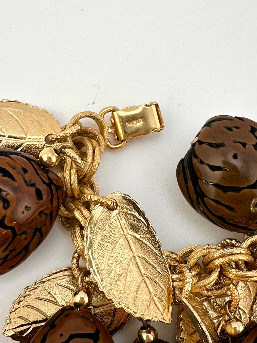 1950s Napier Leaf and Nut Charm Bracelet
