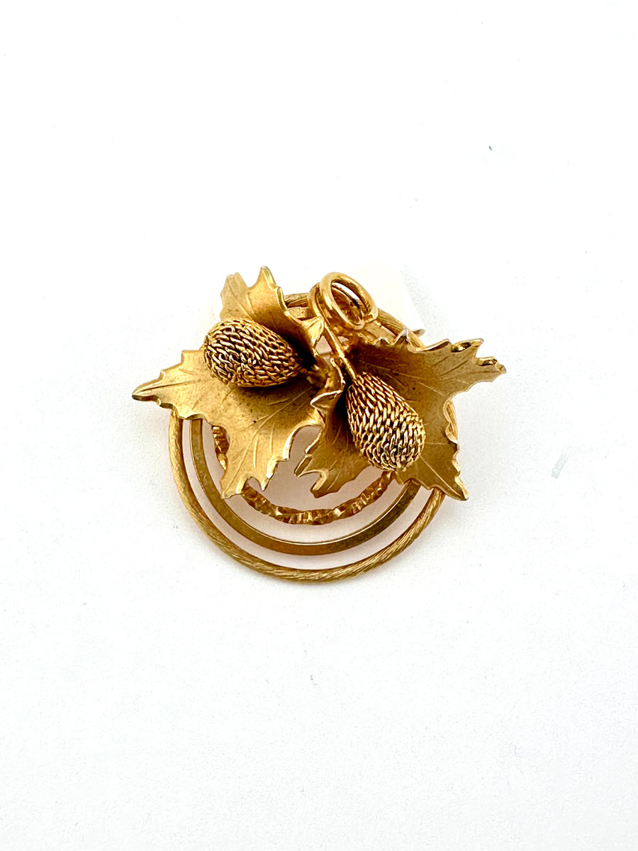 1950s Goldtone Leaf and Berry Brooch and Earrings Set