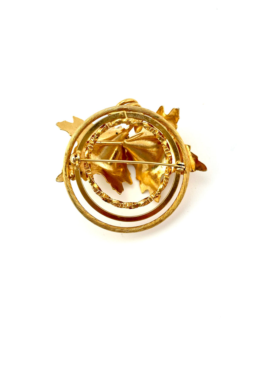 1950s Goldtone Leaf and Berry Brooch and Earrings Set