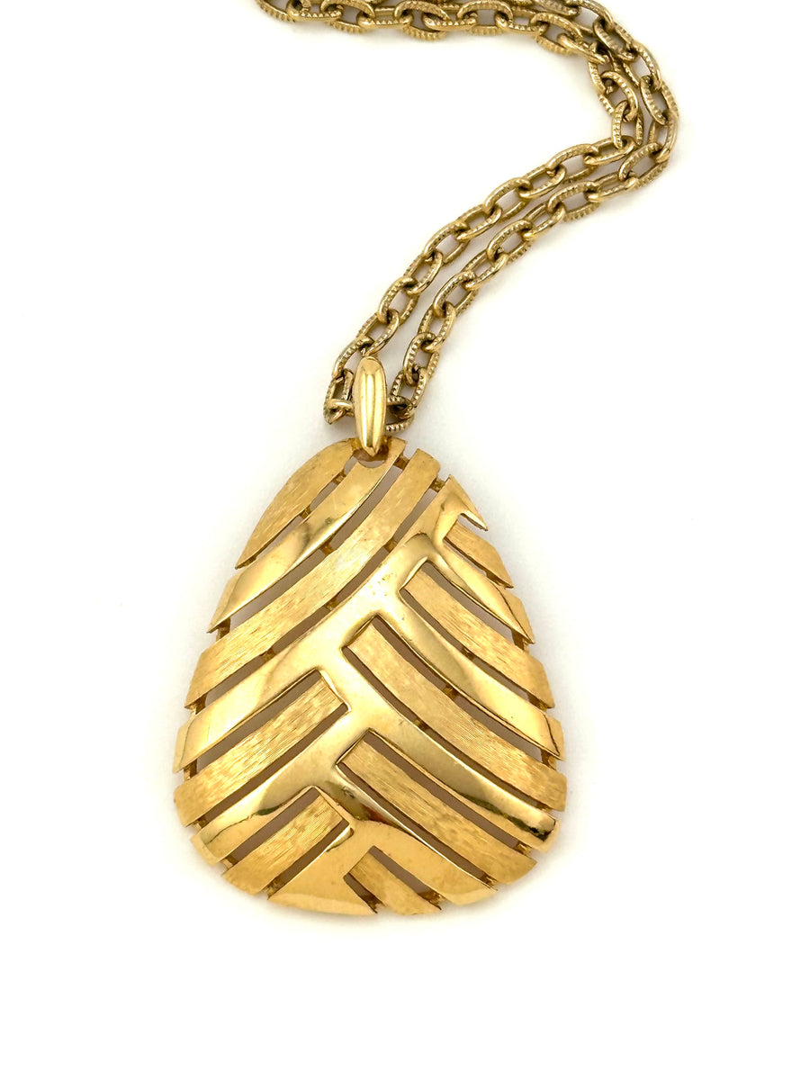 1960s Trifari Goldtone MOD Pendant Necklace