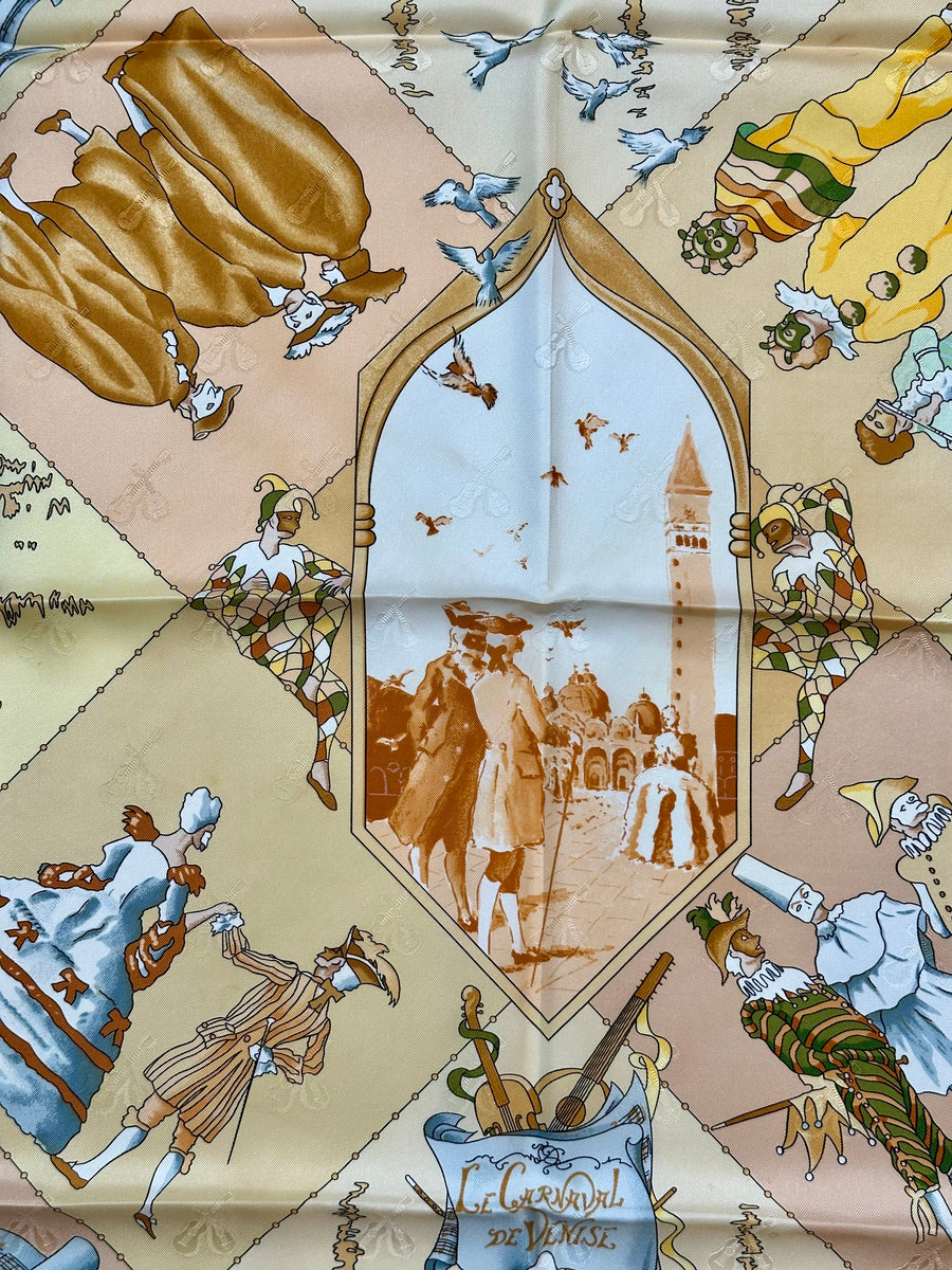 Hermès 1994 Le Carnaval de Venise Silk Jacquard Scarf Original Box