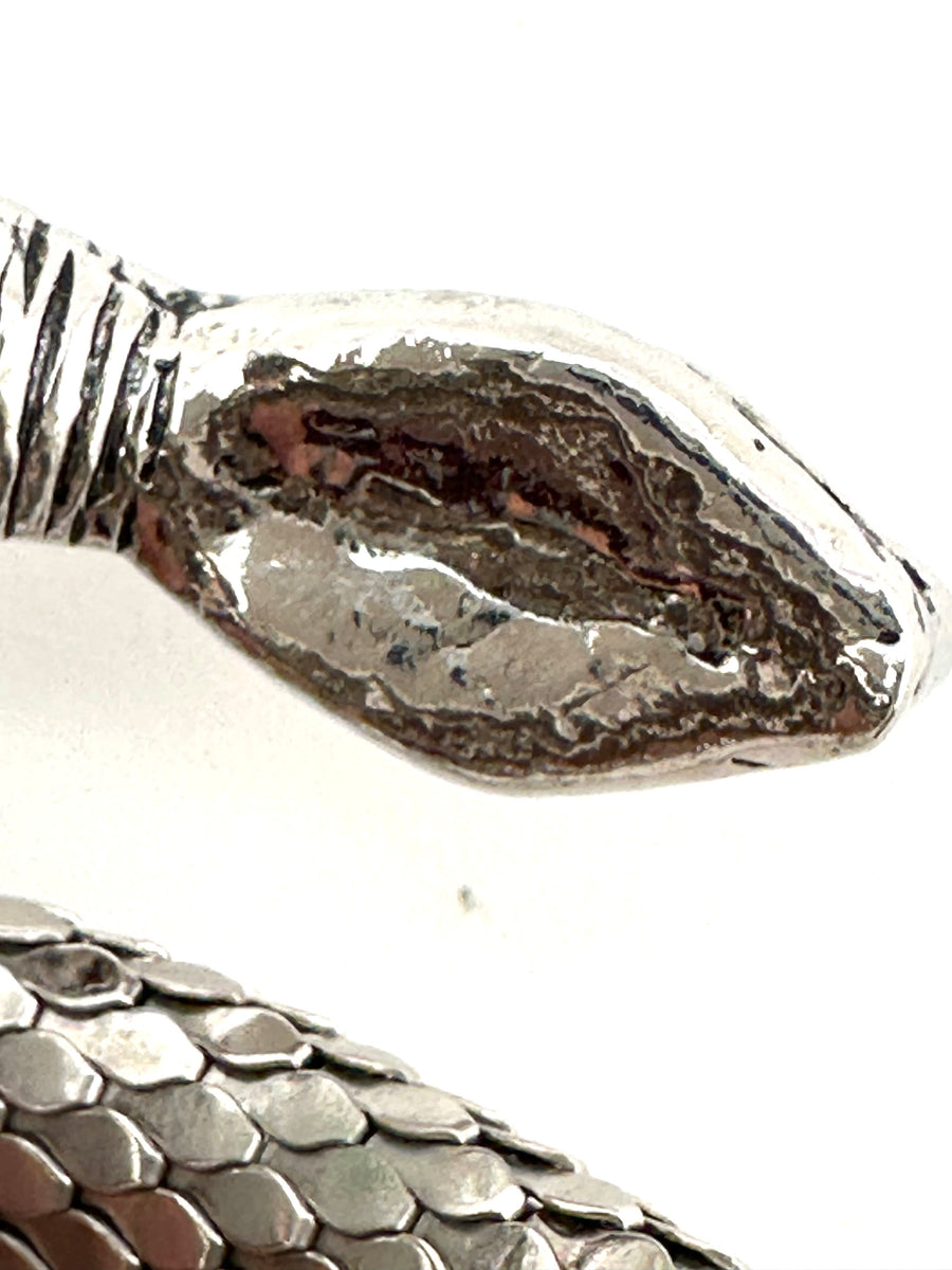 Whiting & Davis Silvertone Triple Coiled Snake Bracelet 1960s