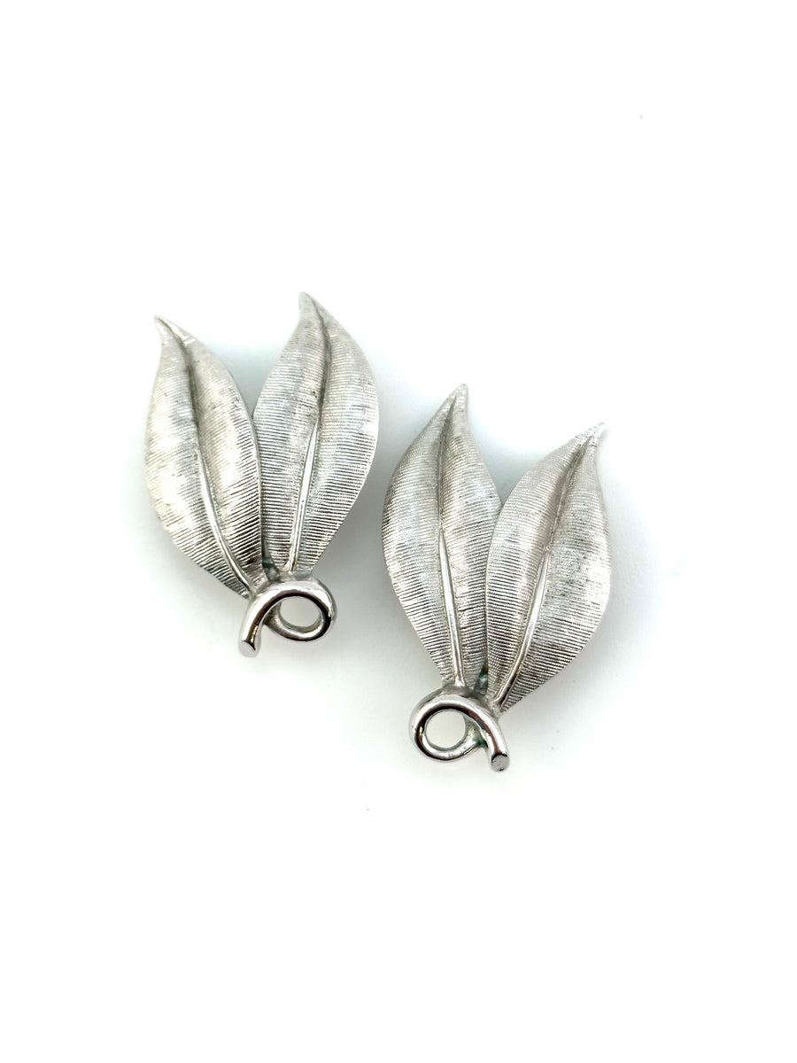 1950s Silvertone Leaf Earrings