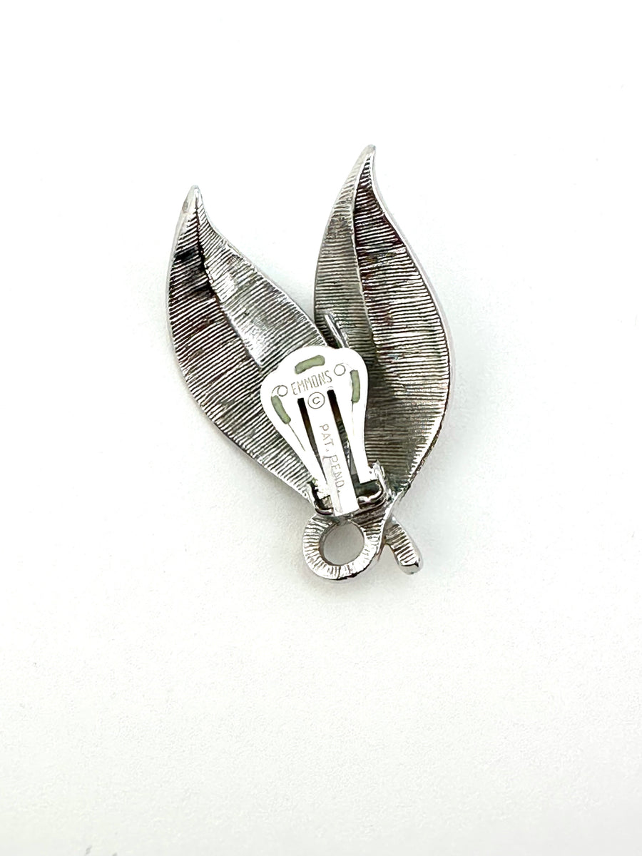 1950s Silvertone Leaf Earrings