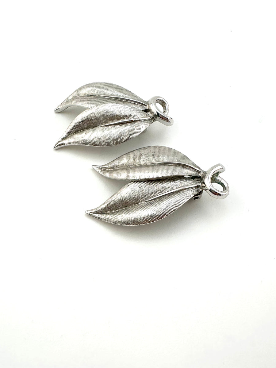 1950s Silvertone Leaf Earrings