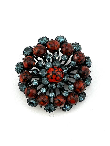 1950s Red and Crystal Brooch