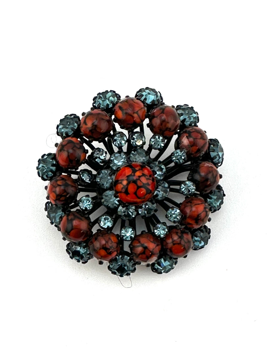 1950s Red and Crystal Brooch
