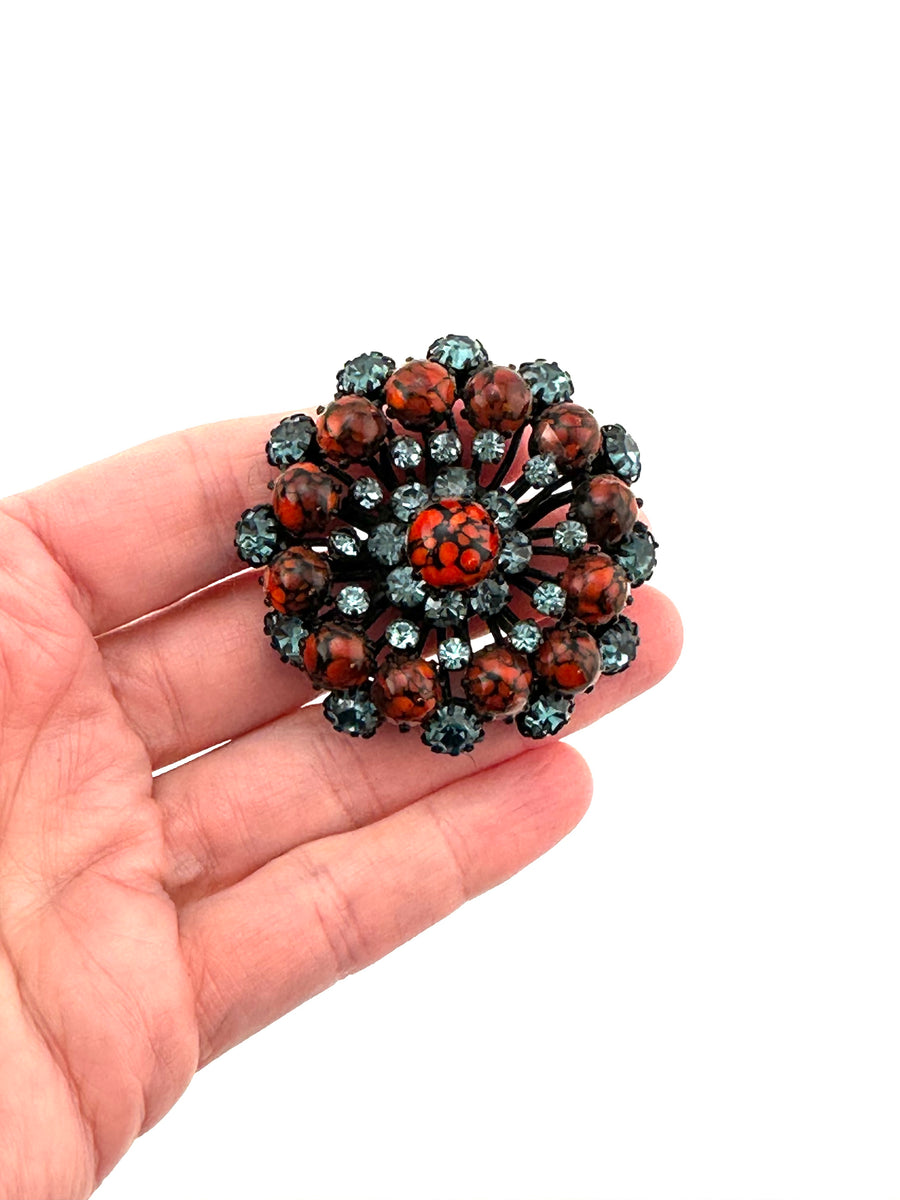 1950s Red and Crystal Brooch