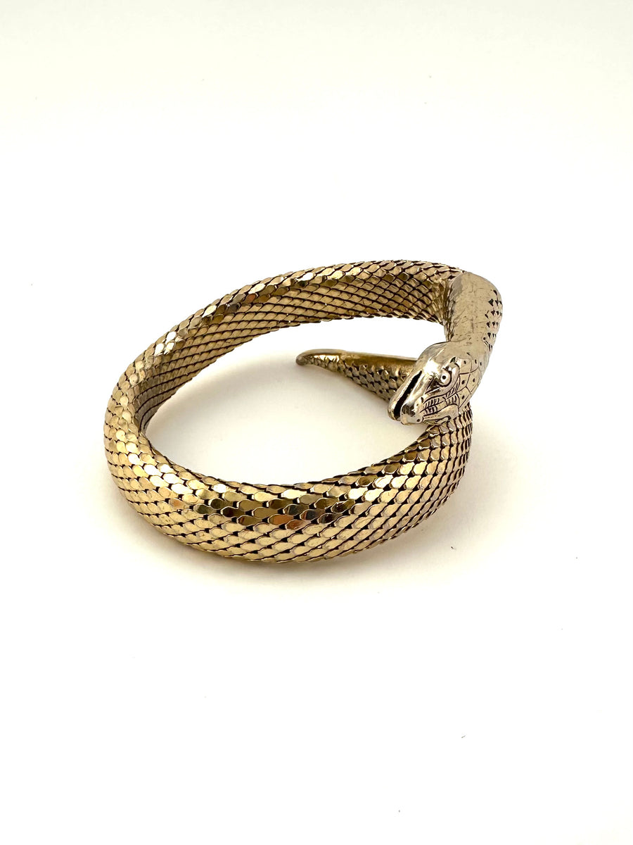 1960s Whiting & Davis Goldtone Coiled Snake Bracelet