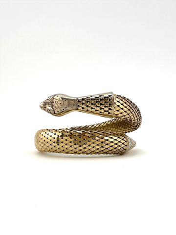 1960s Whiting & Davis Goldtone Coiled Snake Bracelet