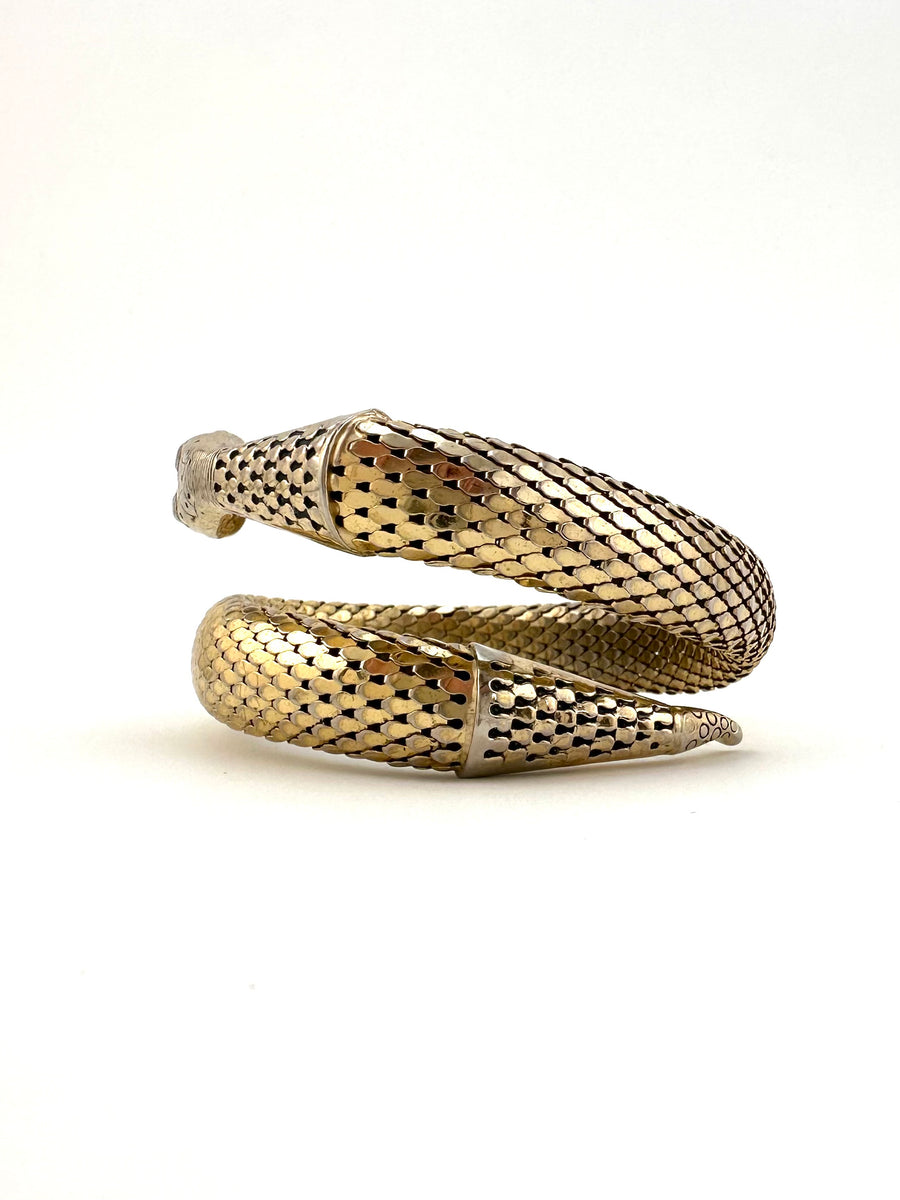 1960s Whiting & Davis Goldtone Coiled Snake Bracelet