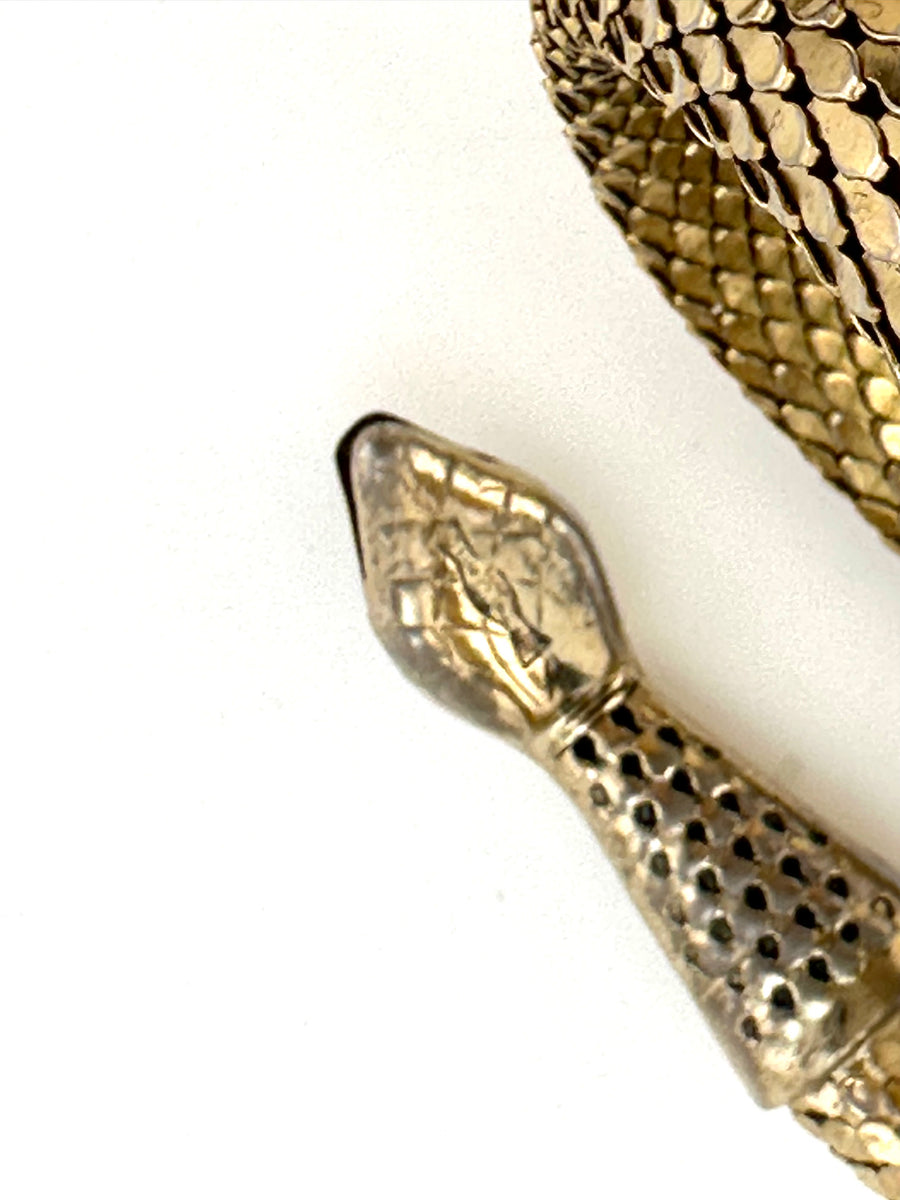 1960s Whiting & Davis Goldtone Coiled Snake Bracelet