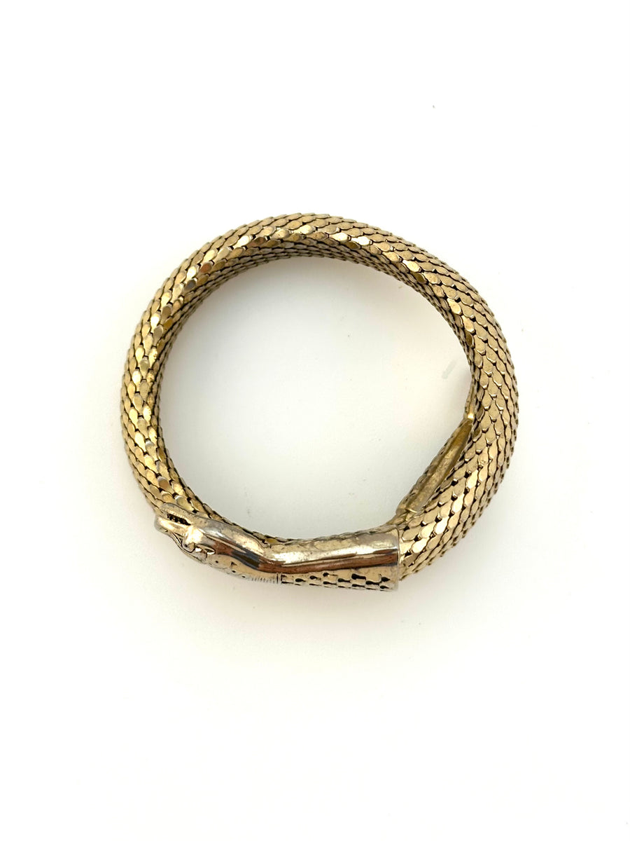 1960s Whiting & Davis Goldtone Coiled Snake Bracelet