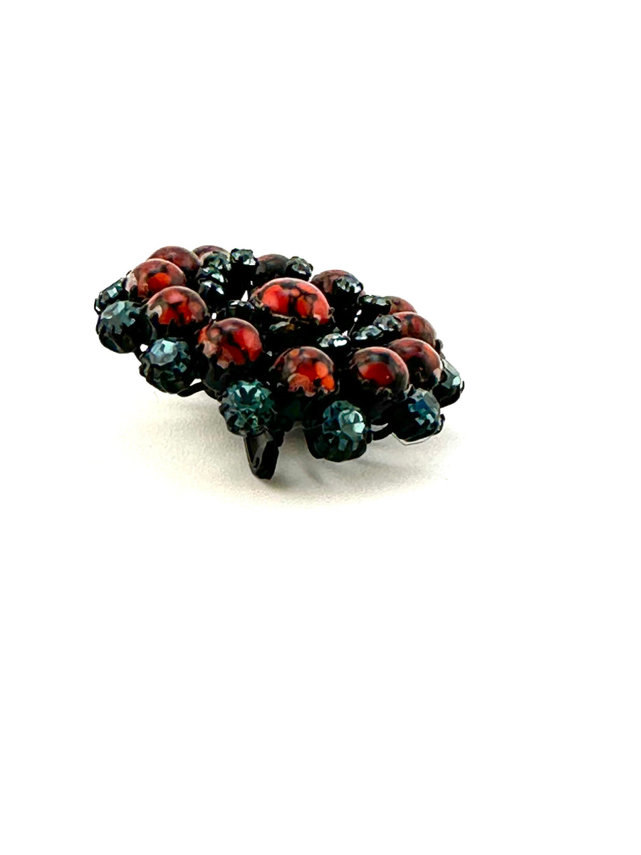 1950s Red and Crystal Brooch