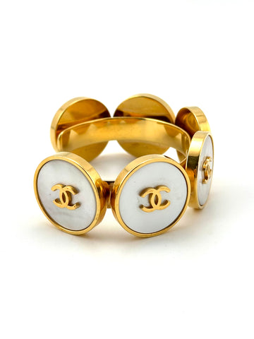 1990s Chanel Mother of Pearl Bracelet with CC Medallions