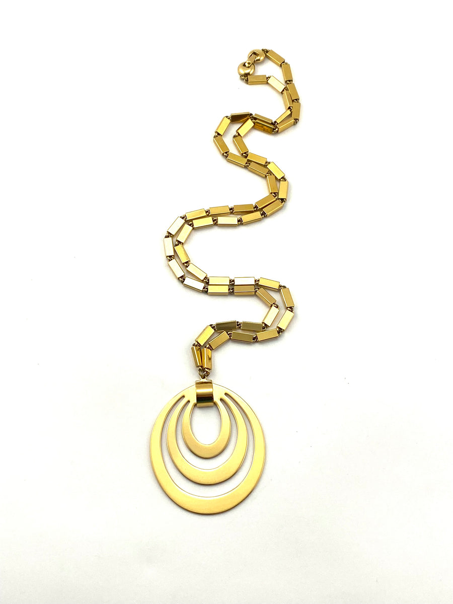 1970s Goldtone MOD Pendant Necklace