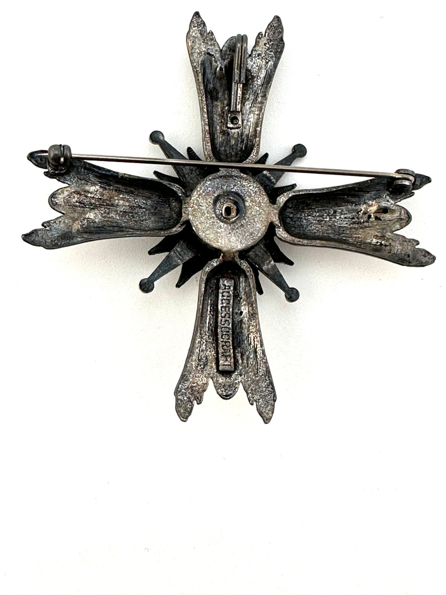 1960s Accessocraft Silvertone Cross Brooch