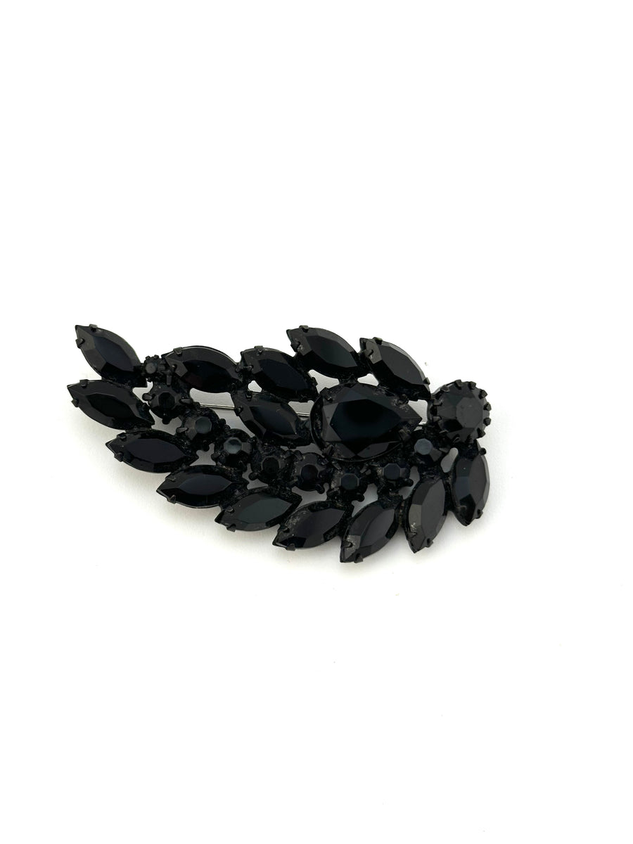 1950 Weiss Paisley Black Rhinestone Brooch