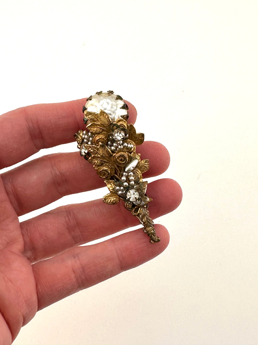 Vintage Miriam Haskell Baroque Pearl Brooch