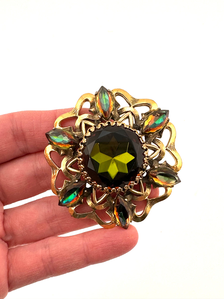 1950s Elsa Schiaparelli Brooch with Large Center Stone