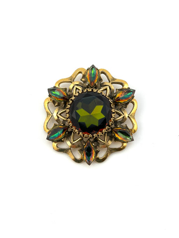 1950s Elsa Schiaparelli Brooch with Large Center Stone